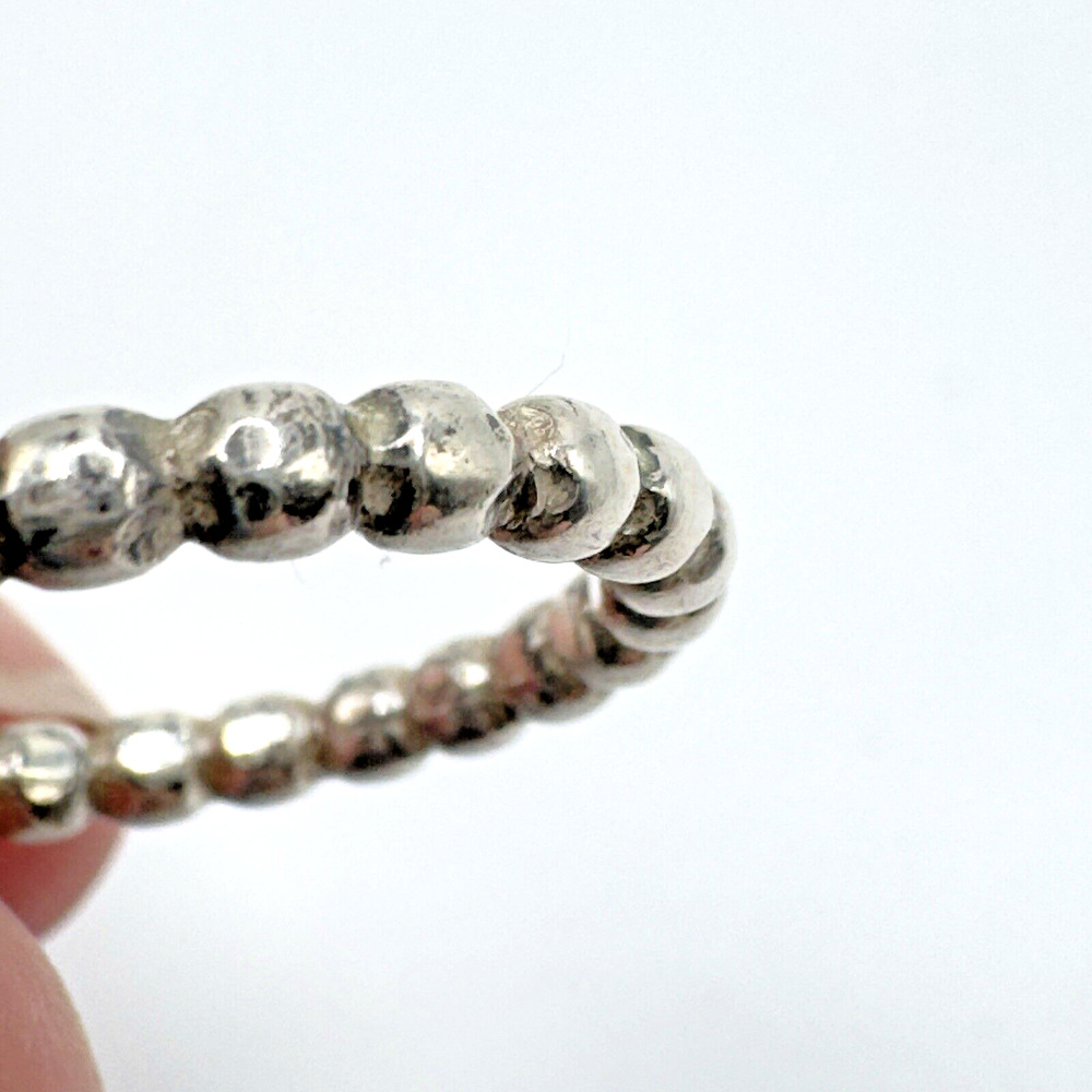 Sterling Silver 925 Dot Bead Design Stacking Band Ring Size 6.25 Dainty Handmade - Picture 5 of 8